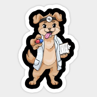 Dog as doctor with pills and notepad Sticker